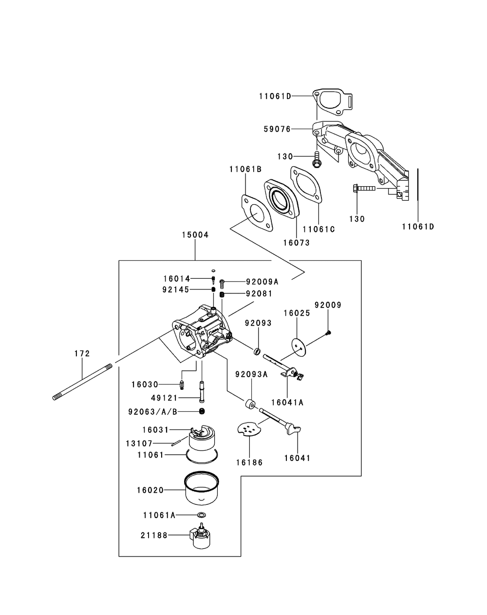 Kawasaki Fr730v-As05 Carburetor Diagram and Parts List for Z-FORCESZ60 (17AIDGHD-17AIDGHD010)(2014) Cub Cadet Lawn Tractor